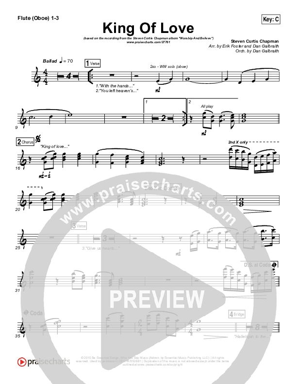 King Of Love Flute/Oboe 1/2/3 (Steven Curtis Chapman)