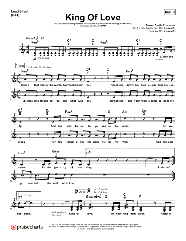 King Of Love Lead Sheet (SAT) (Steven Curtis Chapman)