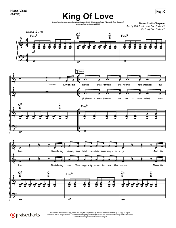 King Of Love Piano/Vocal (SATB) (Steven Curtis Chapman)