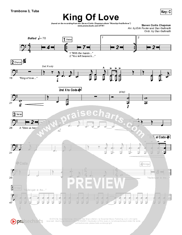 King Of Love Trombone 3/Tuba (Steven Curtis Chapman)
