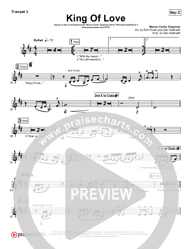 King Of Love Trumpet 3 (Steven Curtis Chapman)