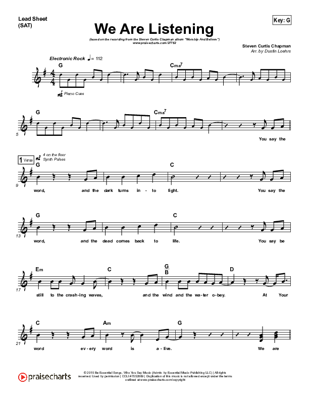 We Are Listening Lead (SAT) (Steven Curtis Chapman)