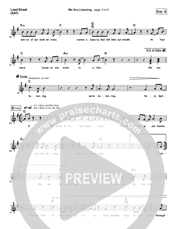 We Are Listening Lead (SAT) (Steven Curtis Chapman)