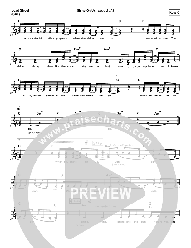 Shine On Us Lead Sheet (SAT) (Bethel Music / William Matthews)