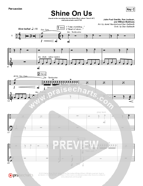 Shine On Us Percussion (Bethel Music / William Matthews)