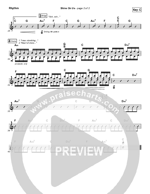 Shine On Us Rhythm Chart (Bethel Music / William Matthews)