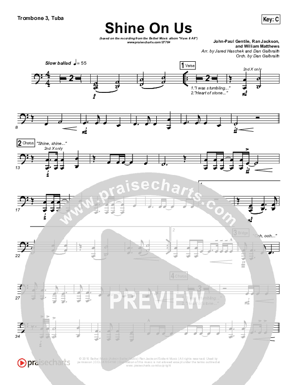 Shine On Us Trombone 3/Tuba (Bethel Music / William Matthews)