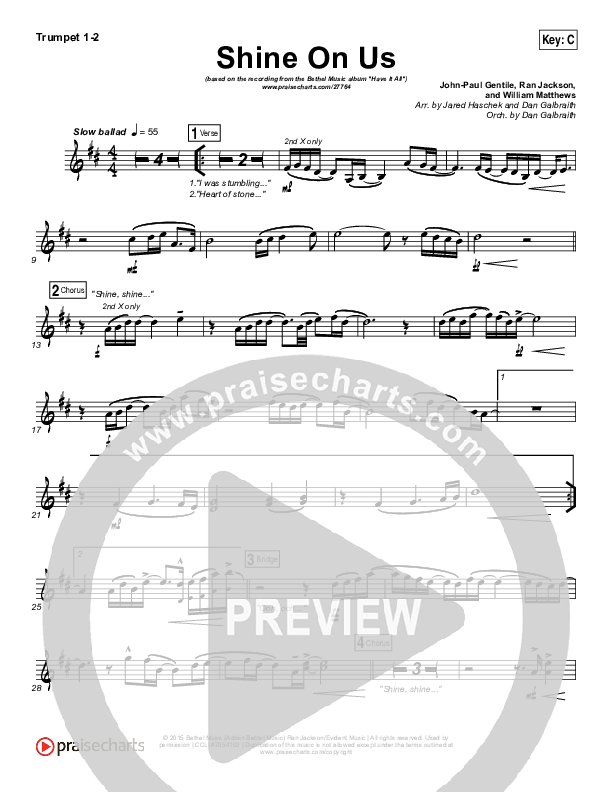 Shine On Us Trumpet 1,2 (Bethel Music / William Matthews)