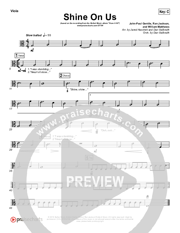 Shine On Us Viola (Bethel Music / William Matthews)
