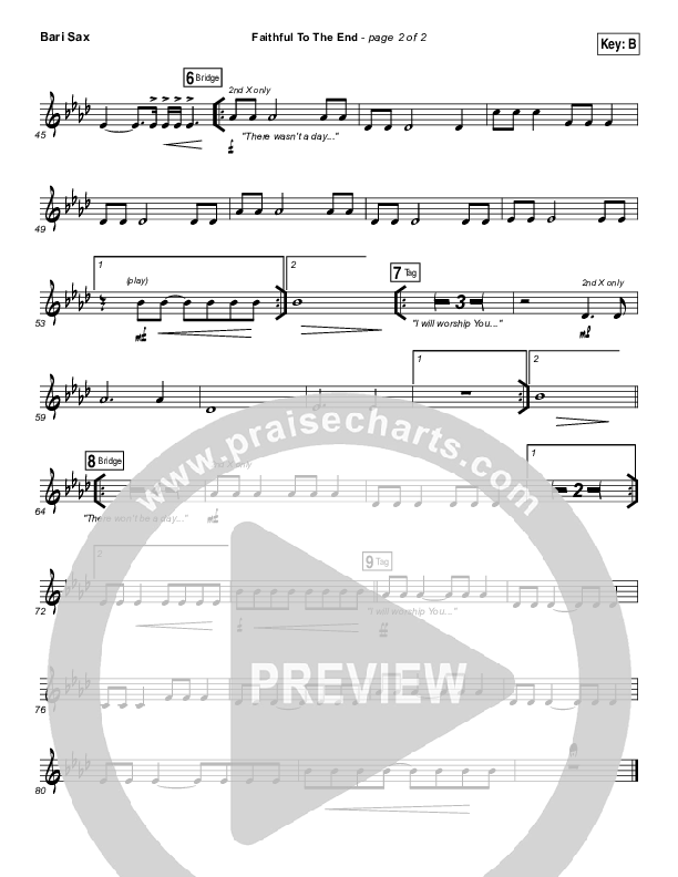 Faithful To The End Bari Sax (Bethel Music / Hannah McClure / Paul McClure)
