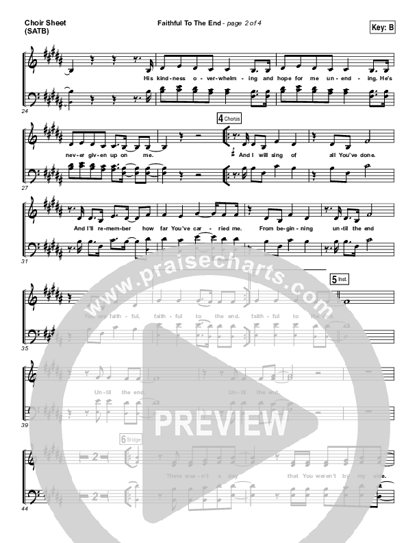 Faithful To The End Choir Sheet (SATB) (Bethel Music / Hannah McClure / Paul McClure)