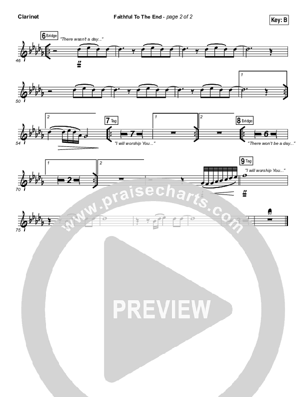 Faithful To The End Clarinet (Bethel Music / Hannah McClure / Paul McClure)