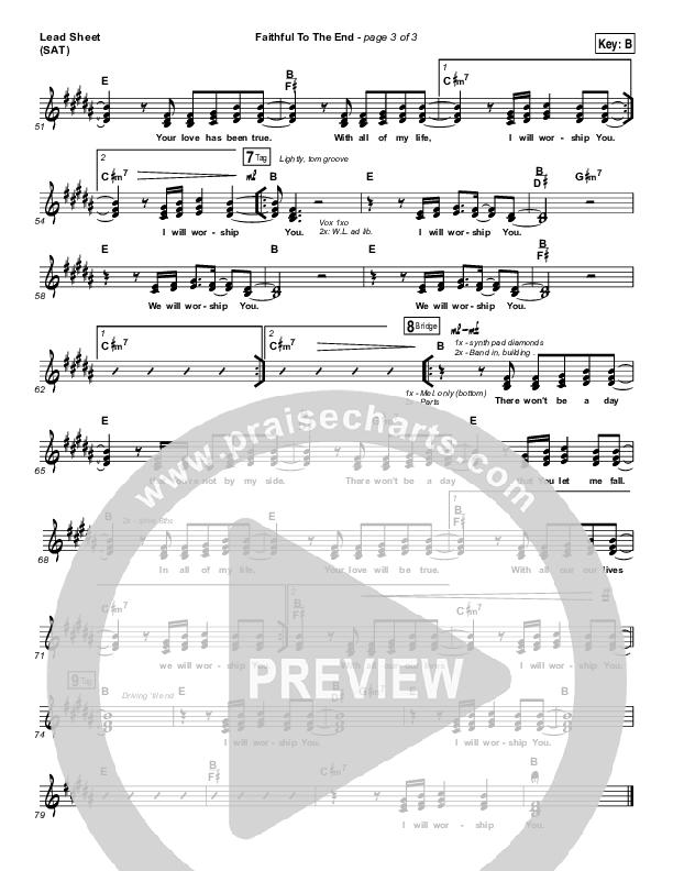 Faithful To The End Lead Sheet (SAT) (Bethel Music / Hannah McClure / Paul McClure)