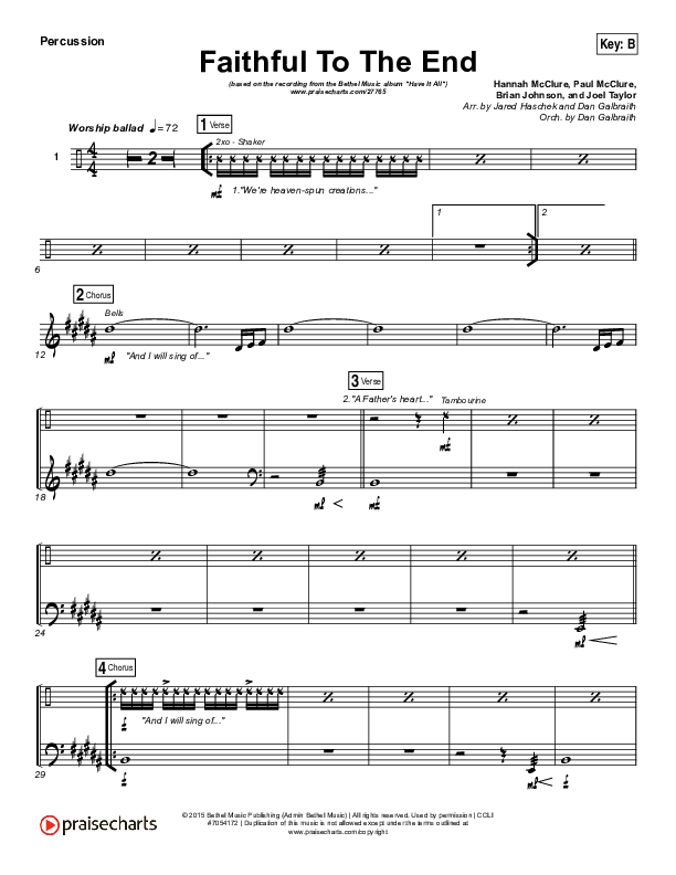 Faithful To The End Percussion (Bethel Music / Hannah McClure / Paul McClure)
