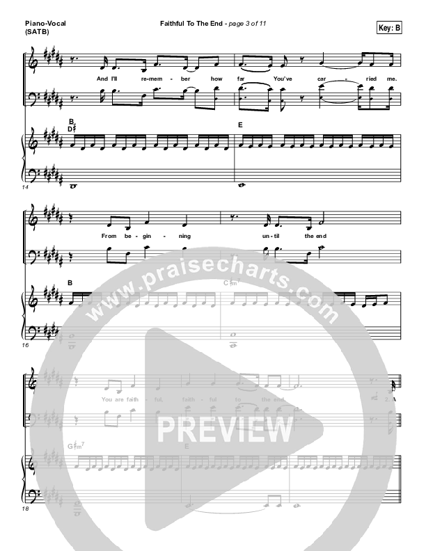 Faithful To The End Piano/Vocal (SATB) (Bethel Music / Hannah McClure / Paul McClure)