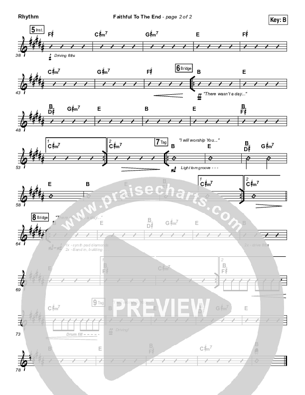 Faithful To The End Rhythm Chart (Bethel Music / Hannah McClure / Paul McClure)