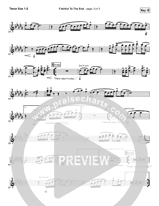 Faithful To The End Tenor Sax 1/2 (Bethel Music / Hannah McClure / Paul McClure)