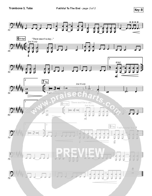 Faithful To The End Trombone 3/Tuba (Bethel Music / Hannah McClure / Paul McClure)