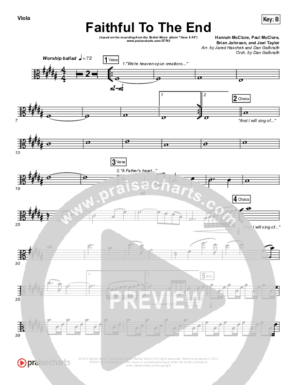 Faithful To The End Viola (Bethel Music / Hannah McClure / Paul McClure)