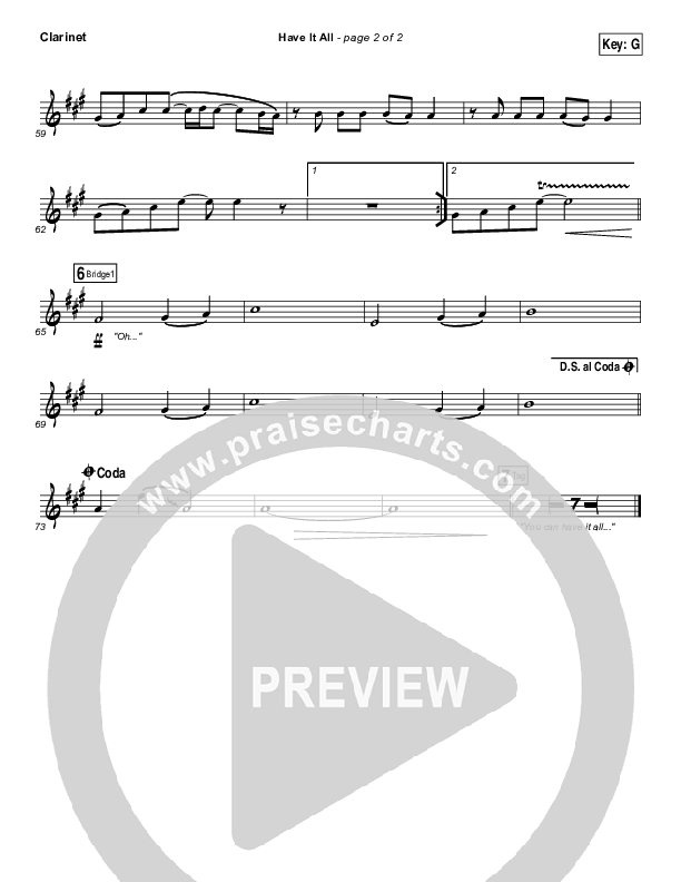 Have It All Clarinet (Bethel Music / Brian Johnson)