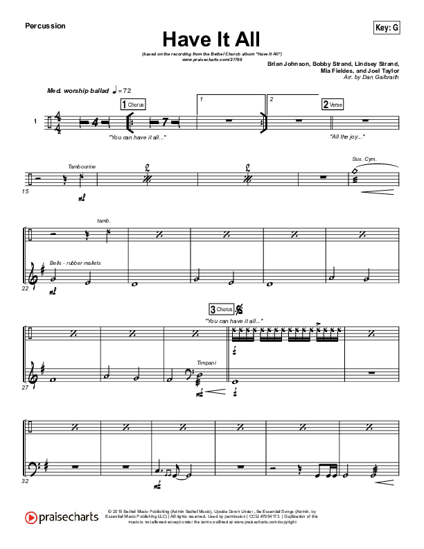 Have It All Percussion (Bethel Music / Brian Johnson)