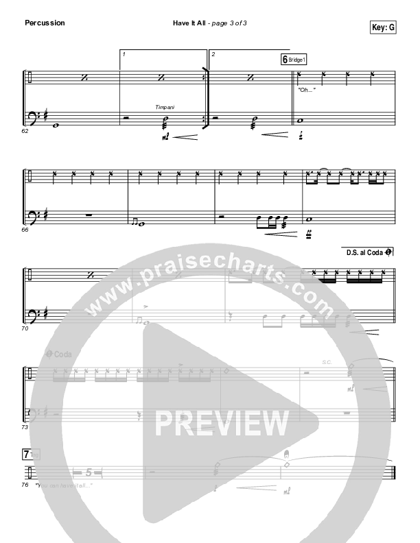 Have It All Percussion (Bethel Music / Brian Johnson)