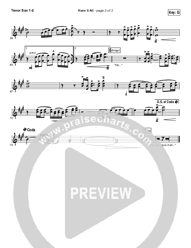 Have It All Tenor Sax 1/2 (Bethel Music / Brian Johnson)