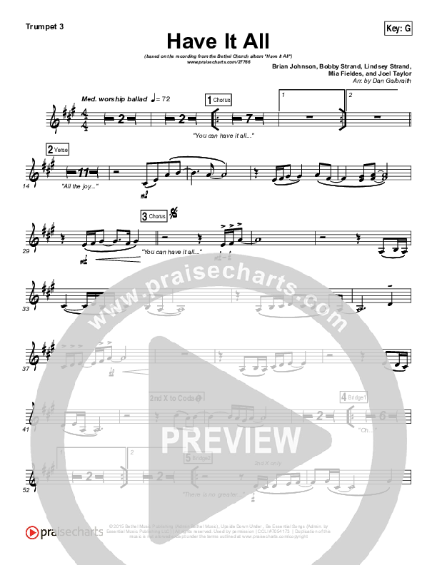 Have It All Trumpet 3 (Bethel Music / Brian Johnson)