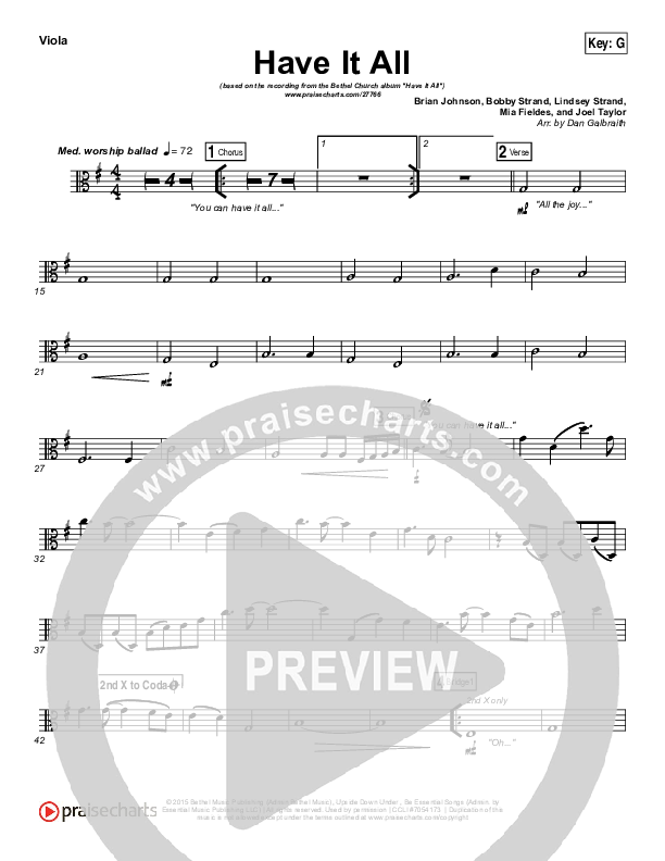 Have It All Viola (Bethel Music / Brian Johnson)