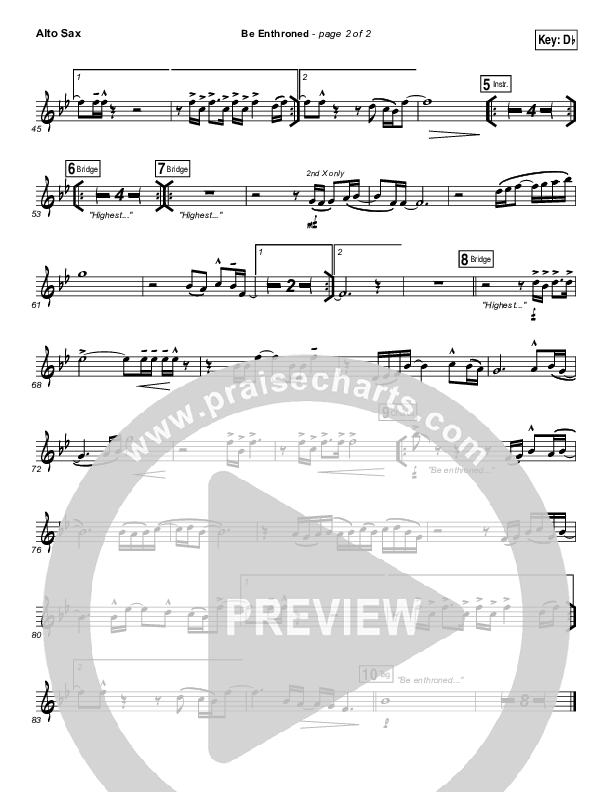 Be Enthroned Alto Sax (Bethel Music / Jeremy Riddle)