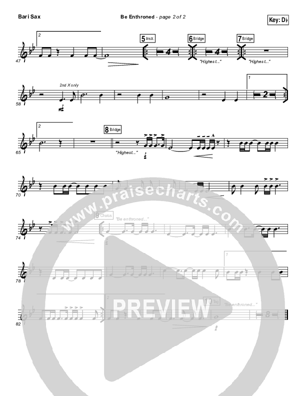 Be Enthroned Bari Sax (Bethel Music / Jeremy Riddle)