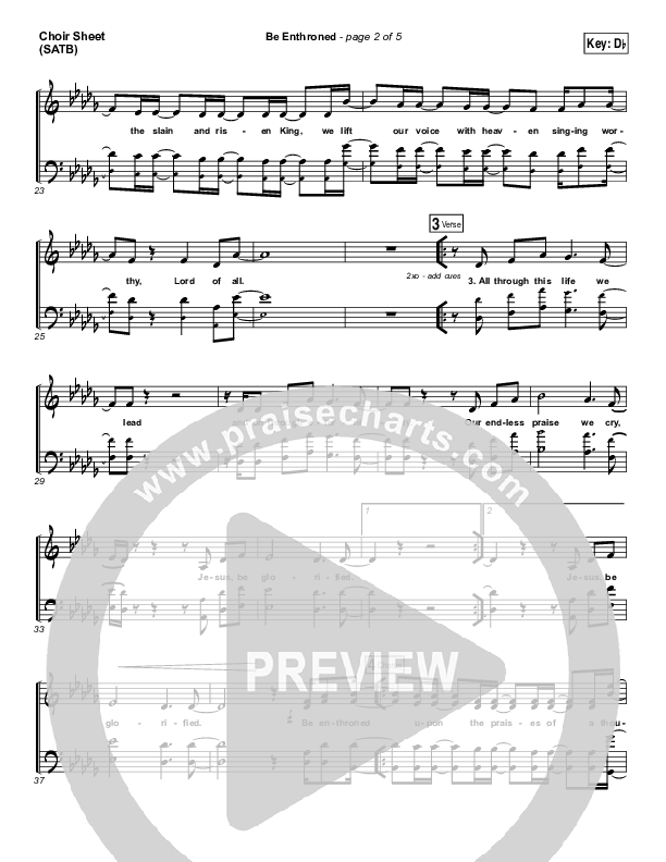 Be Enthroned Choir Sheet (SATB) (Bethel Music / Jeremy Riddle)