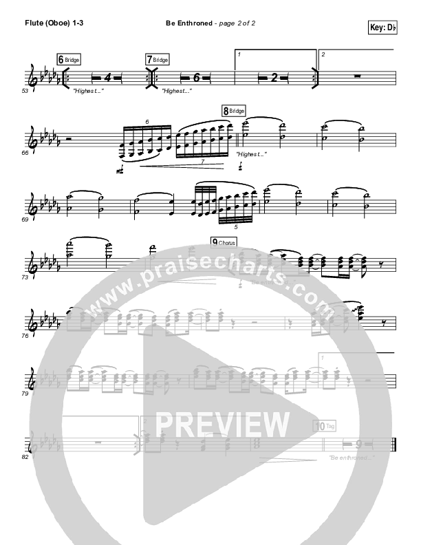 Be Enthroned Flute/Oboe 1/2/3 (Bethel Music / Jeremy Riddle)