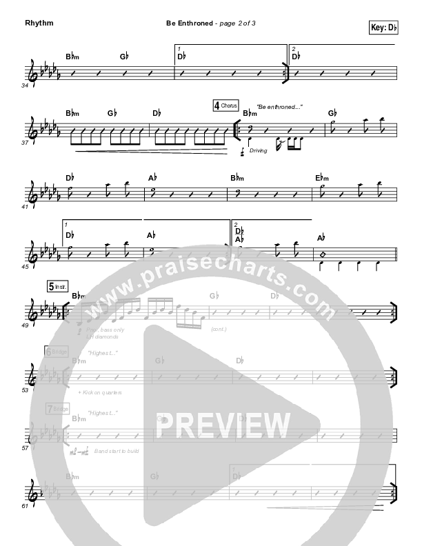 Be Enthroned Rhythm Chart (Bethel Music / Jeremy Riddle)