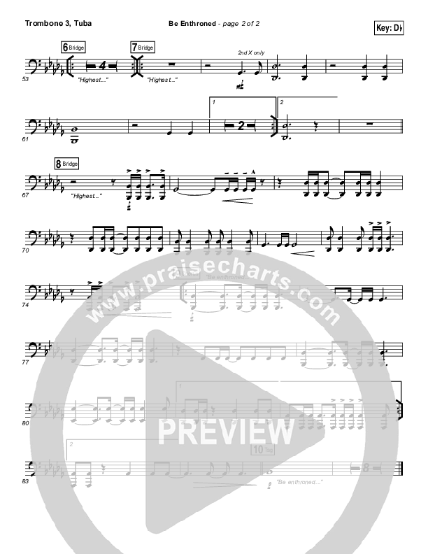 Be Enthroned Trombone 3/Tuba (Bethel Music / Jeremy Riddle)