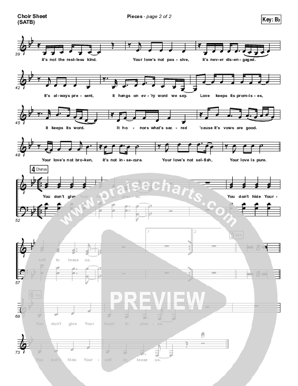 Pieces Choir Sheet (SATB) (Bethel Music / Steffany Gretzinger)