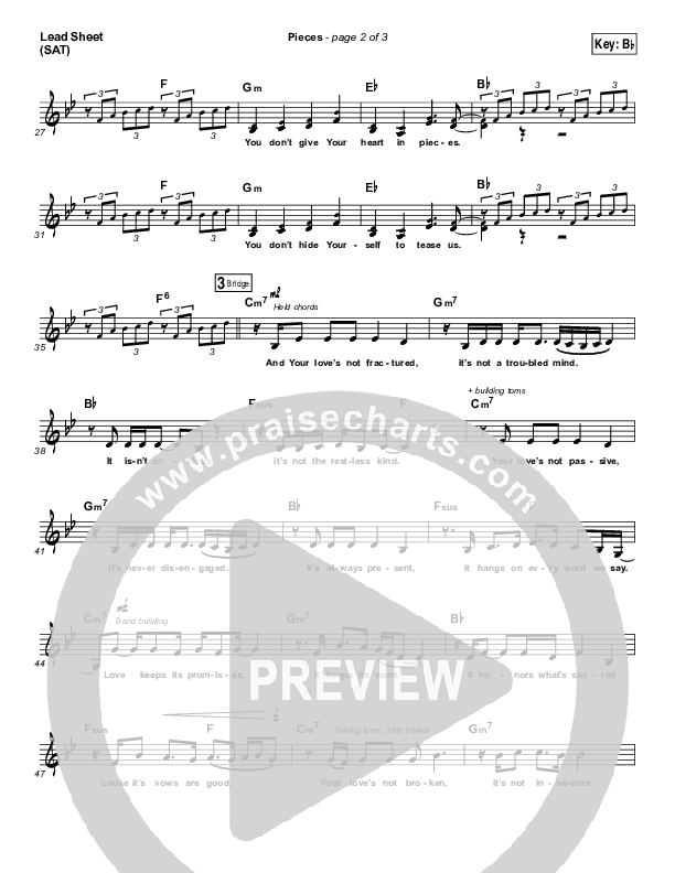 Pieces Lead Sheet (SAT) (Bethel Music / Steffany Gretzinger)