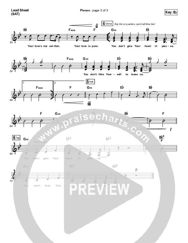 Pieces Lead Sheet (SAT) (Bethel Music / Steffany Gretzinger)