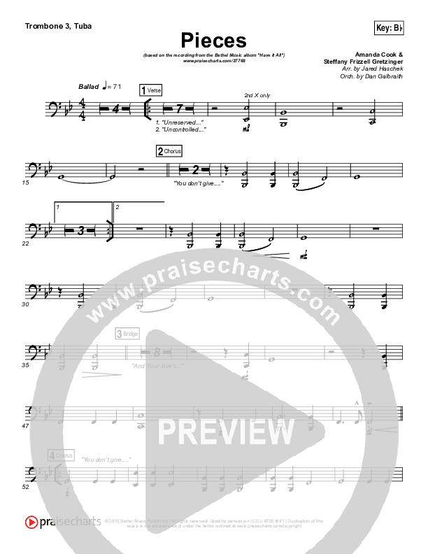 Pieces Trombone 3/Tuba (Bethel Music / Steffany Gretzinger)