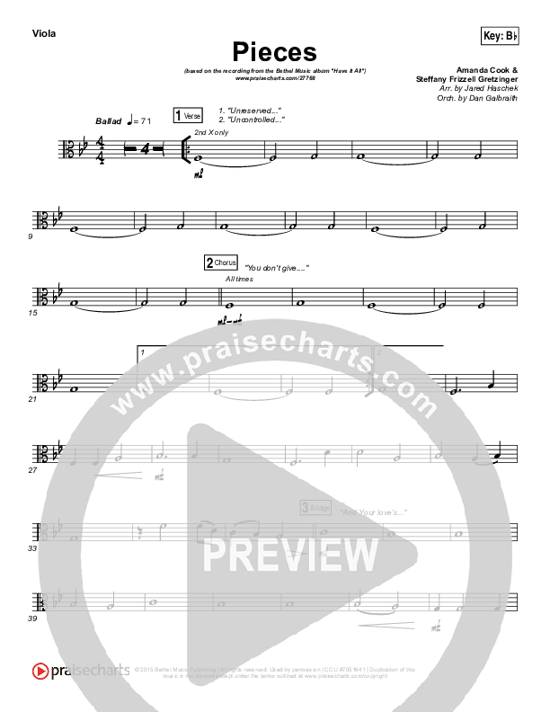 Pieces Viola (Bethel Music / Steffany Gretzinger)