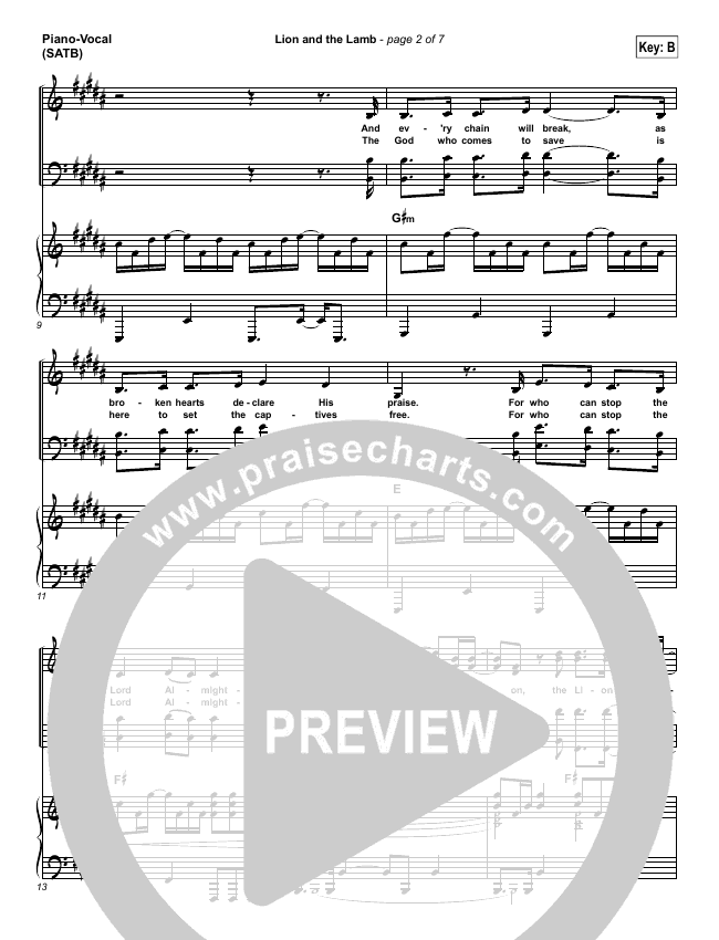 Lion And The Lamb Sheet Music Pdf Bethel Music Leeland Praisecharts