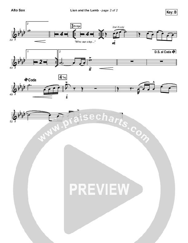 The Lion And The Lamb Alto Sax (Bethel Music / Leeland)