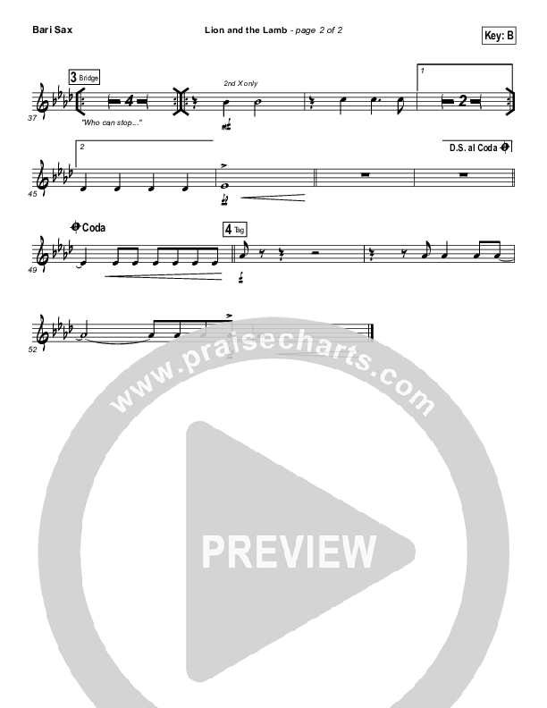 The Lion And The Lamb Bari Sax (Bethel Music / Leeland)