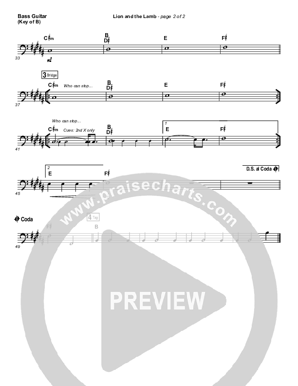 The Lion And The Lamb Bass Guitar (Bethel Music / Leeland)