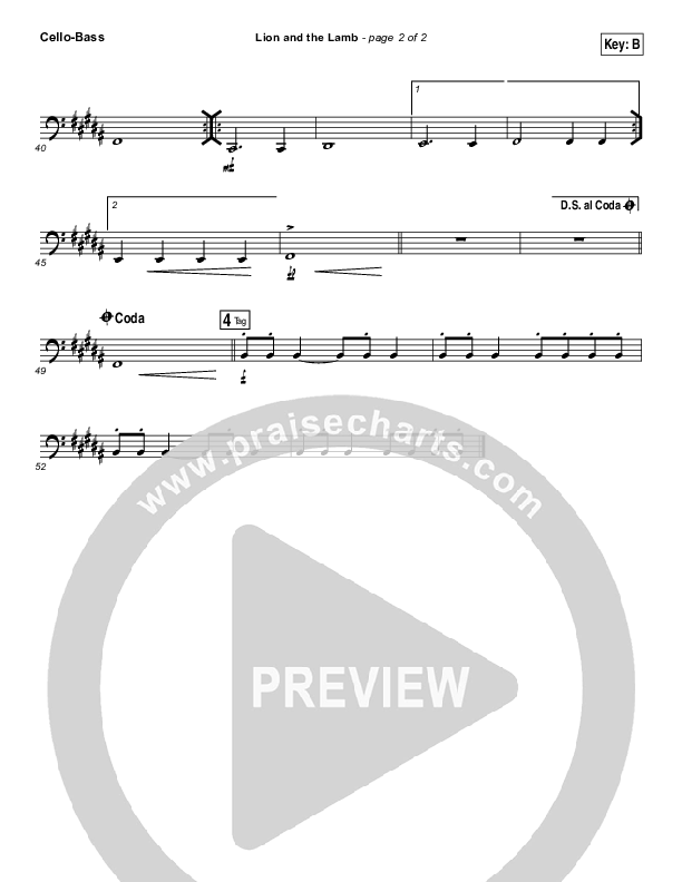 The Lion And The Lamb Cello/Bass (Bethel Music / Leeland)