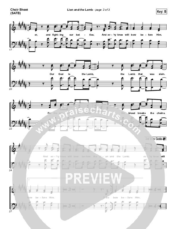 The Lion And The Lamb Choir Vocals (SATB) (Bethel Music / Leeland)
