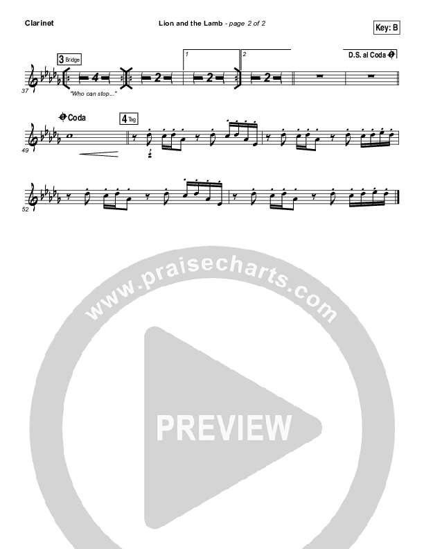 The Lion And The Lamb Clarinet 1,2 (Bethel Music / Leeland)