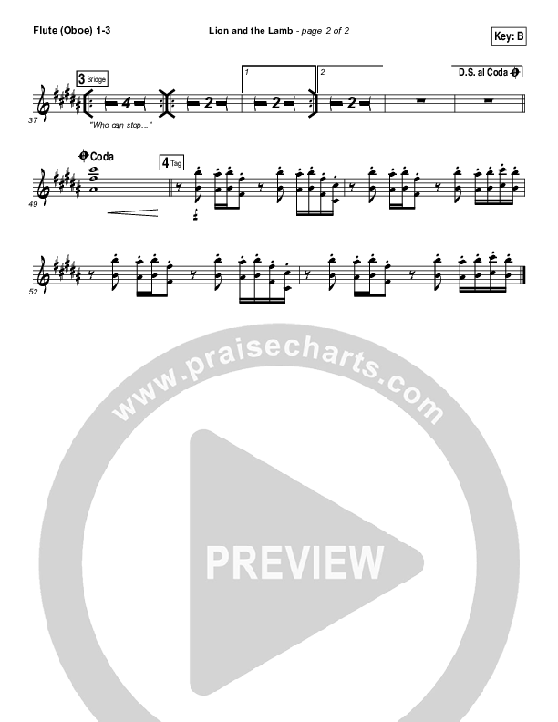 The Lion And The Lamb Flute/Oboe 1/2/3 (Bethel Music / Leeland)