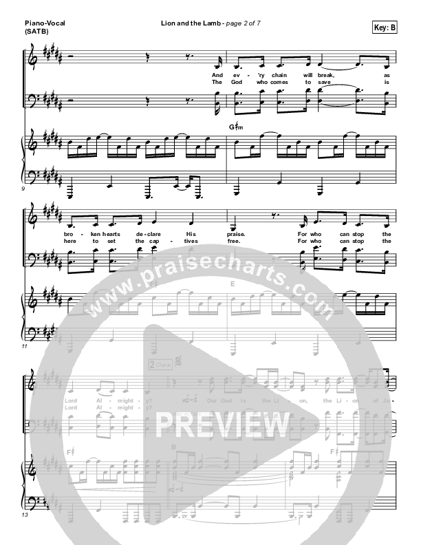 Lion And The Lamb Piano/Vocal (SATB) (Bethel Music / Leeland)
