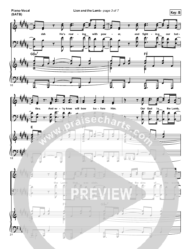 Lion And The Lamb Piano/Vocal (SATB) (Bethel Music / Leeland)